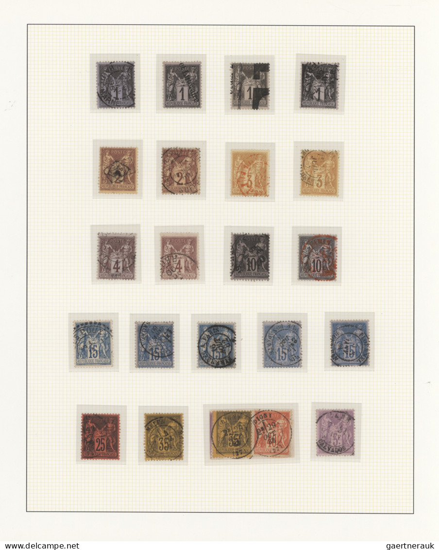France: 1870/1900, fine used collection of 136 stamps Ceres and Sage neatly arra