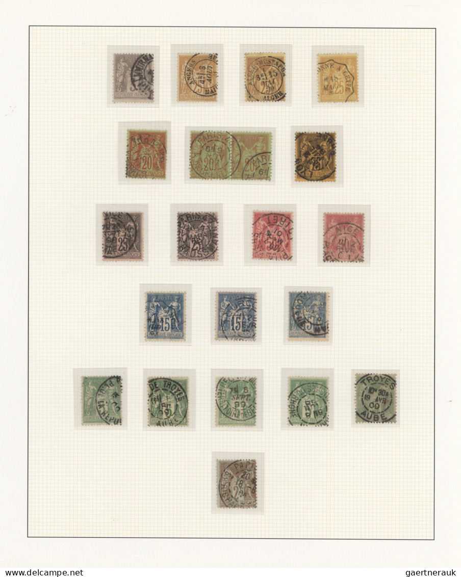 France: 1870/1900, fine used collection of 136 stamps Ceres and Sage neatly arra