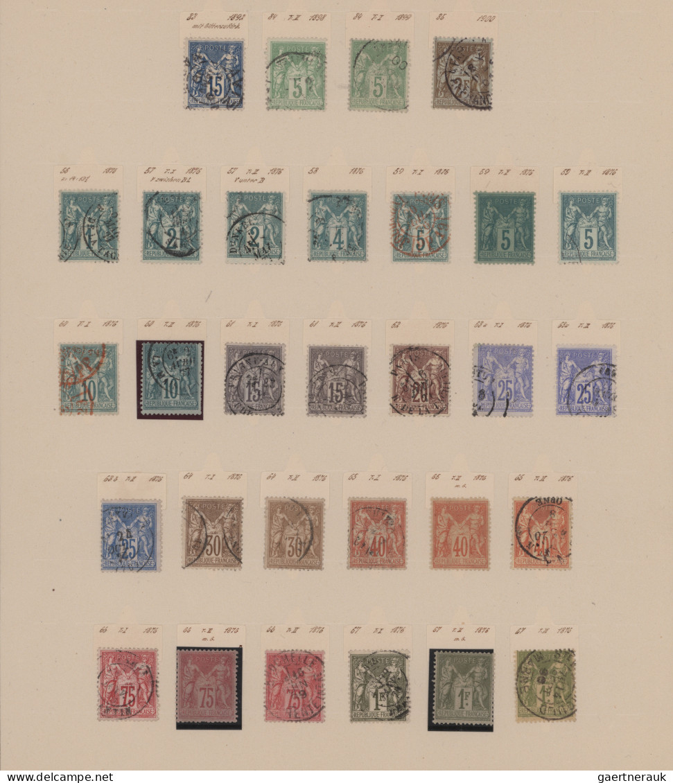 France: 1875/1890, Used And Unused Collection Of 58 Stamps Type Sage, Neatly Arr - Verzamelingen