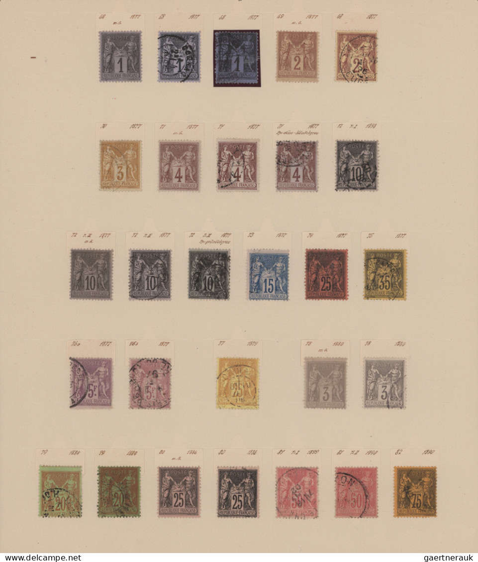 France: 1875/1890, Used And Unused Collection Of 58 Stamps Type Sage, Neatly Arr - Collections