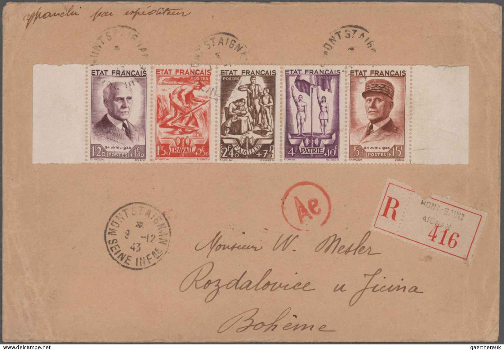 France: 1941/1945, Lot Of More Than 70 Commercial Covers/cards, E.g. Commemorati - Colecciones Completas