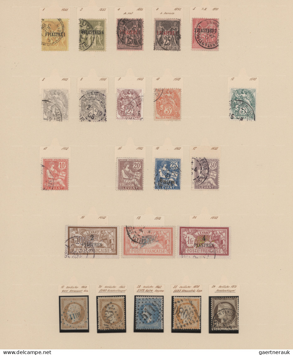 French Post Offices In The Levant: 1857/1903, Petty Used Collection On Leaves In - Autres & Non Classés