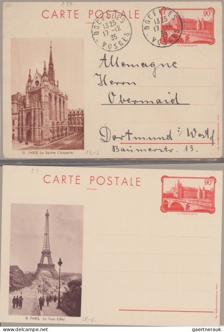 France - Postal stationery: 1935/1938, collection of 24 pictorial stationeries,