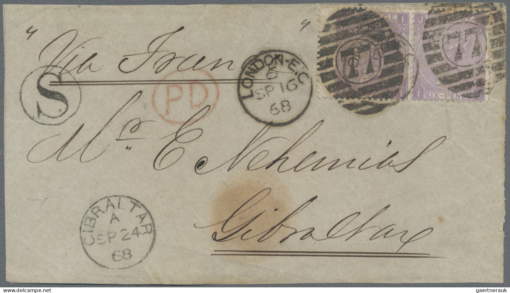 Gibraltar: 1840/1940's: 18 Covers, Postcards And Postal Stationery Items Sent Fr - Gibilterra