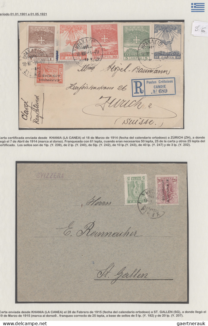 Greece: 1900/1938, Lot Of 22 Covers And Cards Sent From Greece To Switzerland In - Briefe U. Dokumente