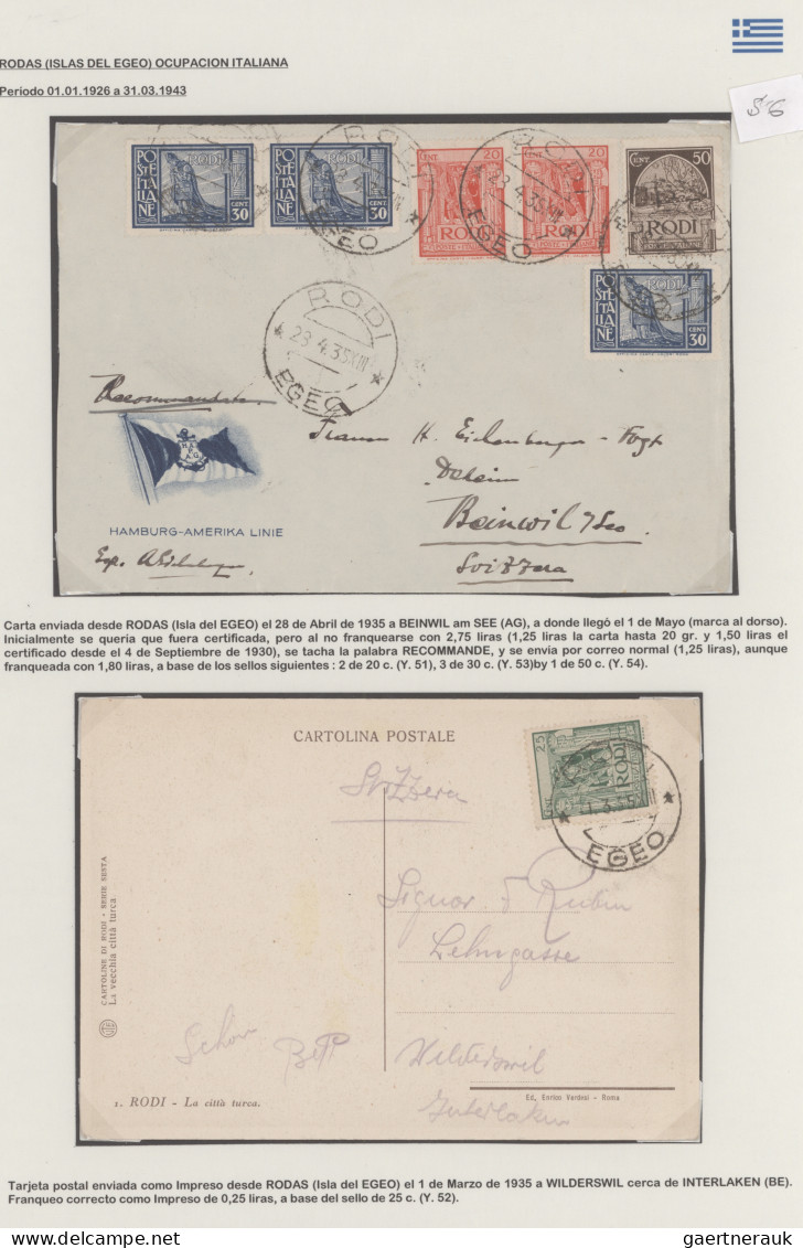 Greece: 1900/1938, Lot Of 22 Covers And Cards Sent From Greece To Switzerland In - Covers & Documents