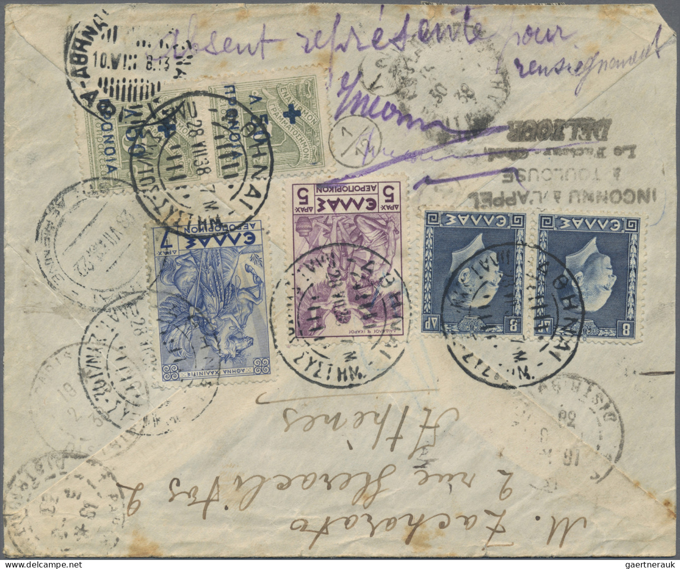 Greece: 1936/1941, Assortment Of 45 Covers/cards (14 To Foreign Destinations And - Covers & Documents