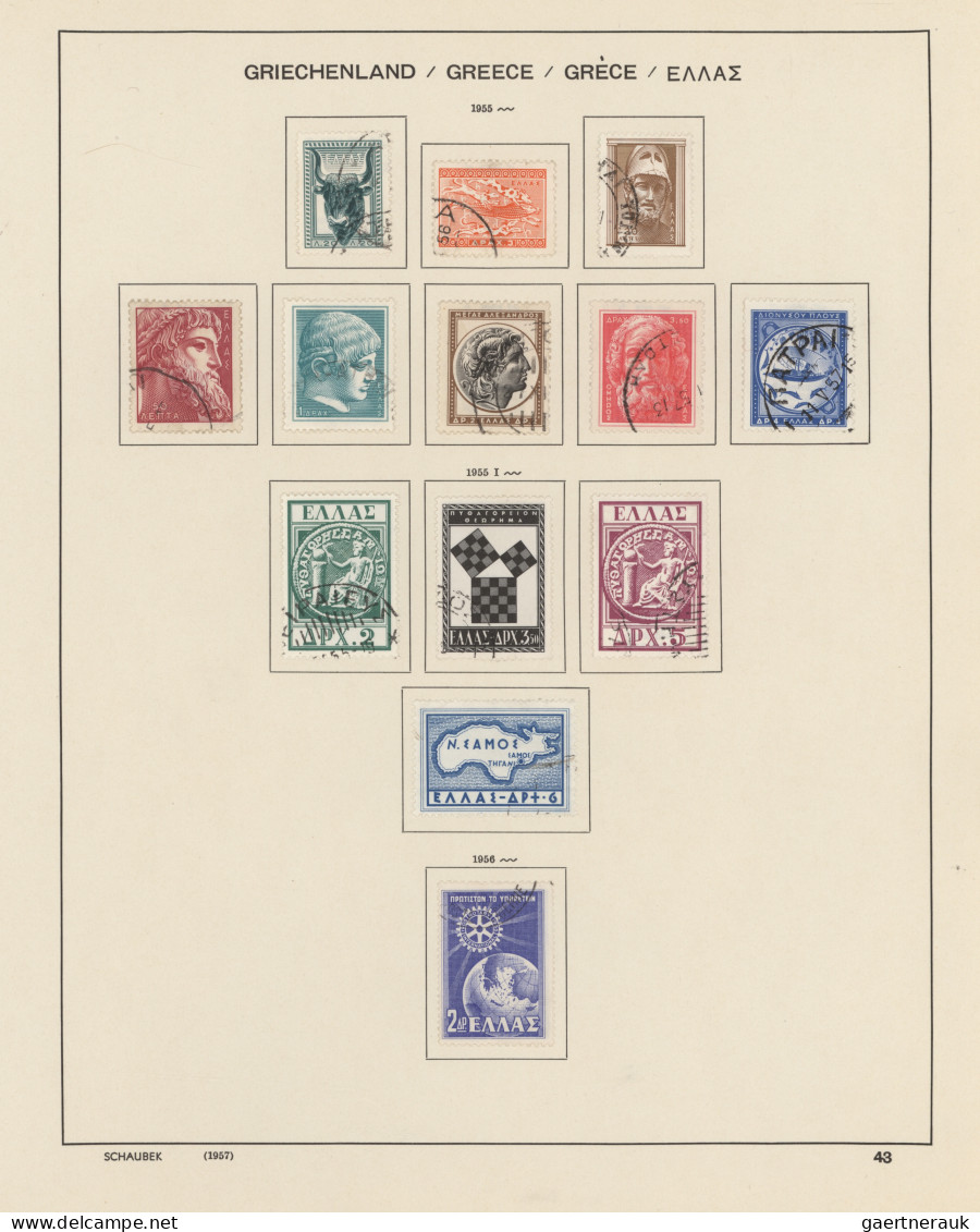 Greece: 1945/1991, Neatly Used Collection In A Schaubek Album, Appears To Be Com - Gebraucht