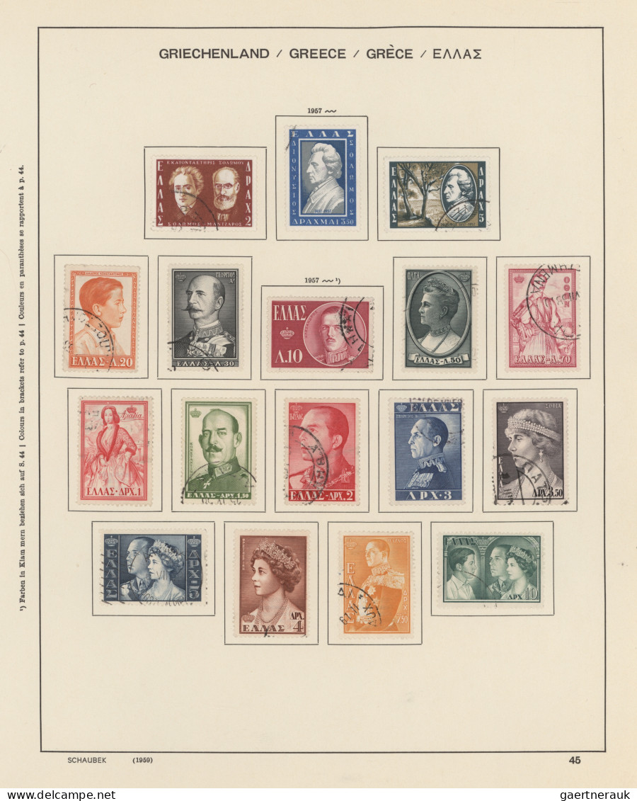 Greece: 1945/1991, Neatly Used Collection In A Schaubek Album, Appears To Be Com - Usados