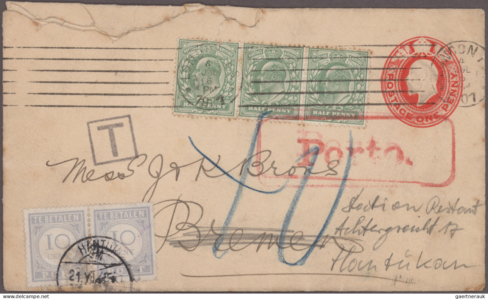 Great Britain: 1905/1957, Lot Of Eleven Covers/cards To Destinations Abroad Show - Brieven En Documenten