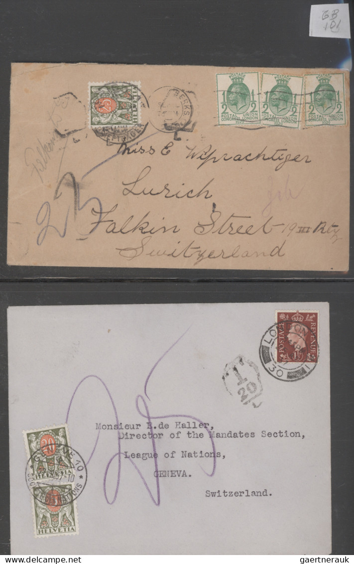 Great Britain: 1910/1938: 34 Covers, Picture Postcards And Postal Stationery Ite - Covers & Documents