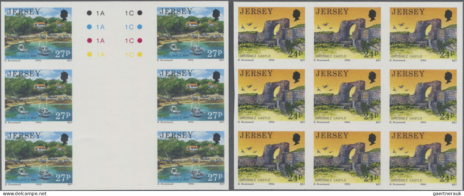 Jersey: 1990. Lot With 130 IMPERFORATE Sets 'Definitives: Views Of Jersey' (7 Va - Jersey