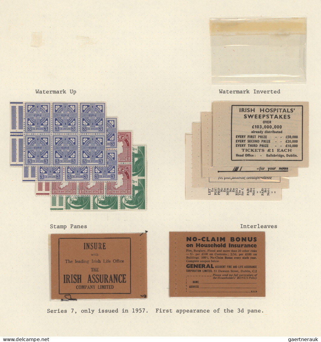 Ireland: 1940/1970's: Collection Of Booklets On Pages, From Early Booklet Panes, - Carnets