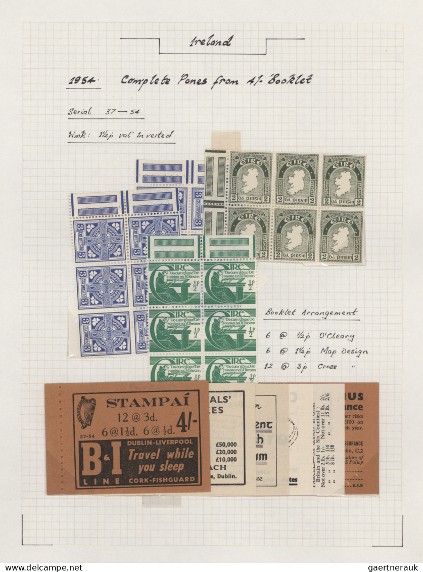 Ireland: 1940/1970's: Collection Of Booklets On Pages, From Early Booklet Panes, - Postzegelboekjes