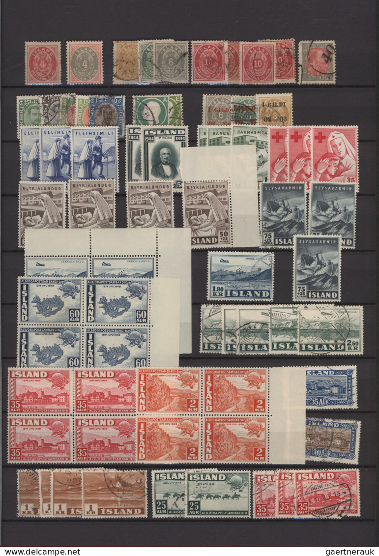 Iceland: 1873/1983, Stamp Collection In Two Stockbooks, Mint And/or Used, With O - Autres & Non Classés