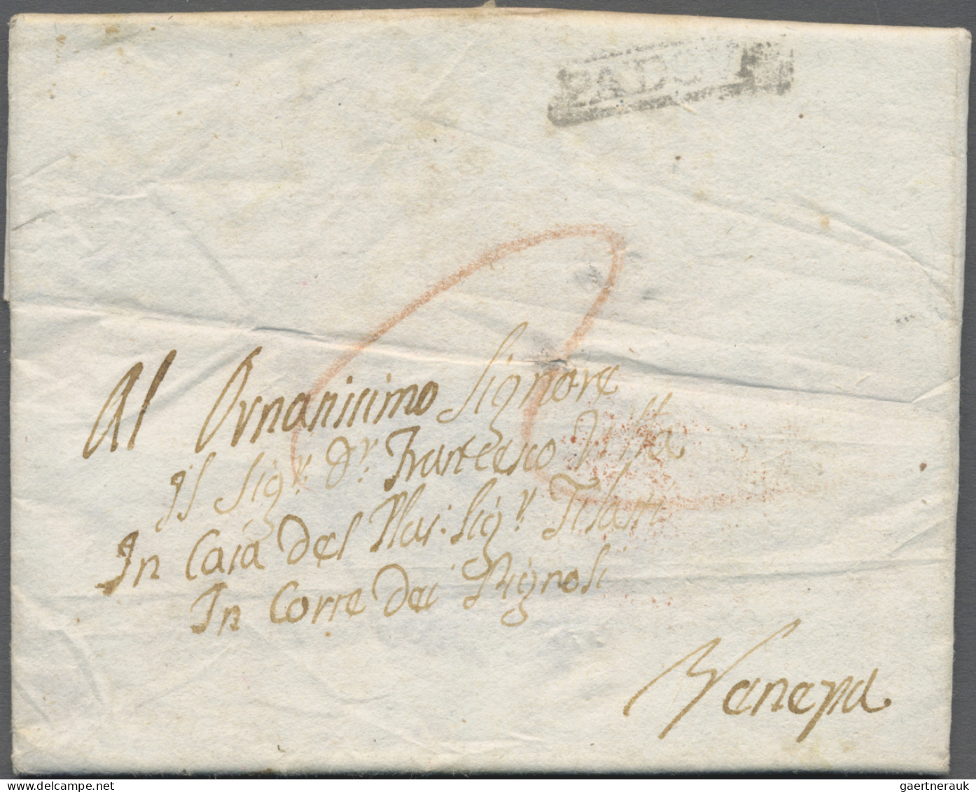 Italy -  Pre Adhesives  / Stampless Covers: 1780/1880 (ca.), balance of apprx. 1