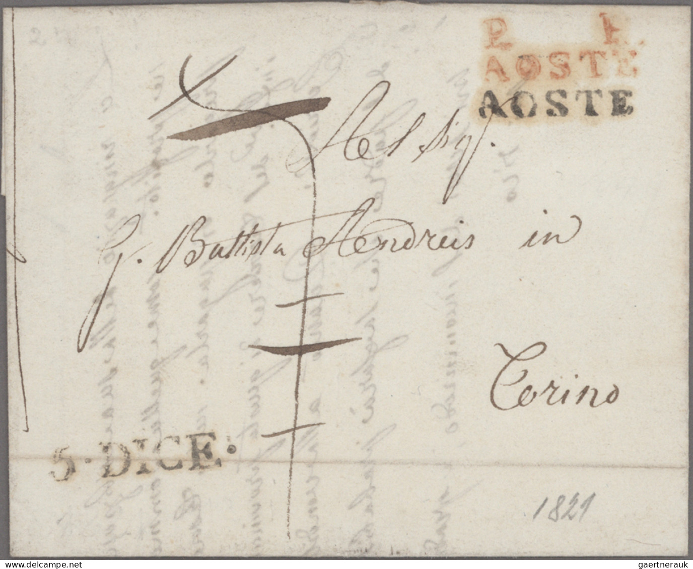 Italy -  Pre Adhesives  / Stampless Covers: 1800/1850 (ca), 8 Lighthouse letter