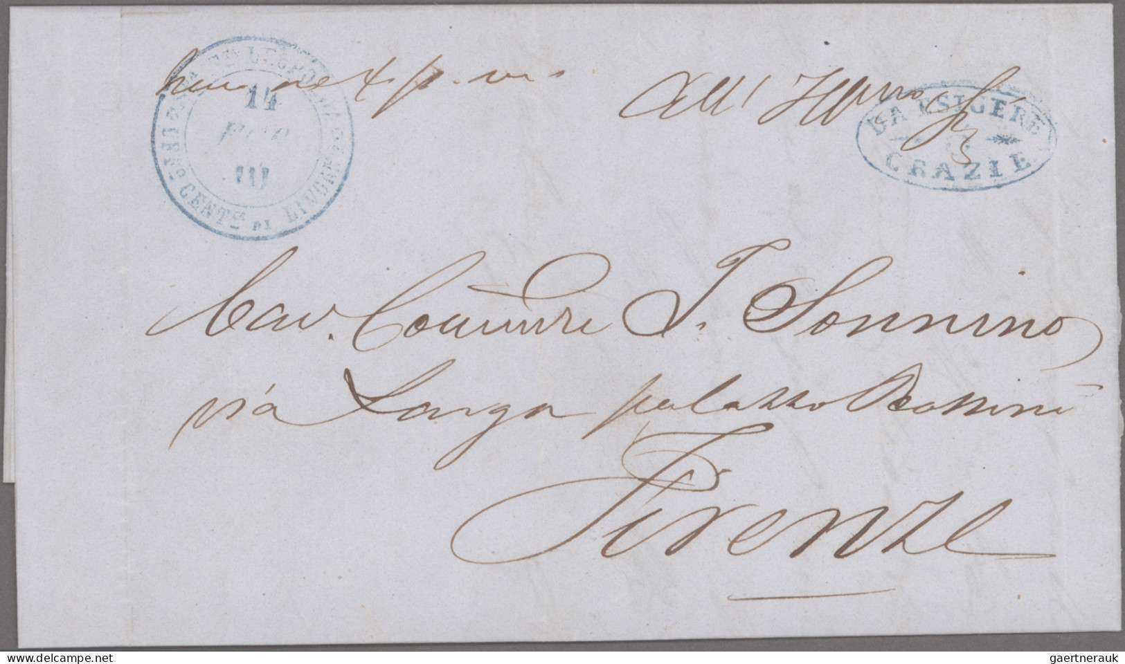 Italy -  Pre Adhesives  / Stampless Covers: 1800/1850 (ca), 8 Lighthouse letter