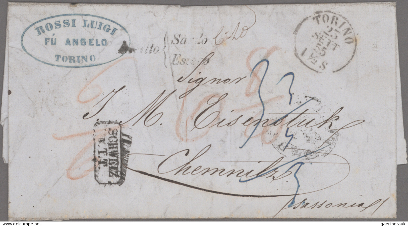 Italy -  Pre Adhesives  / Stampless Covers: 1800/1850 (ca), 8 Lighthouse letter