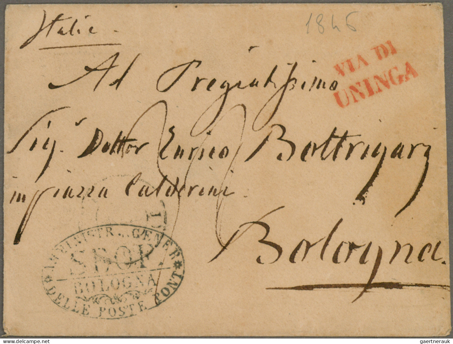 Italy -  Pre Adhesives  / Stampless Covers: 1840/1860, Over 30 Stampless Letters - 1. ...-1850 Vorphilatelie