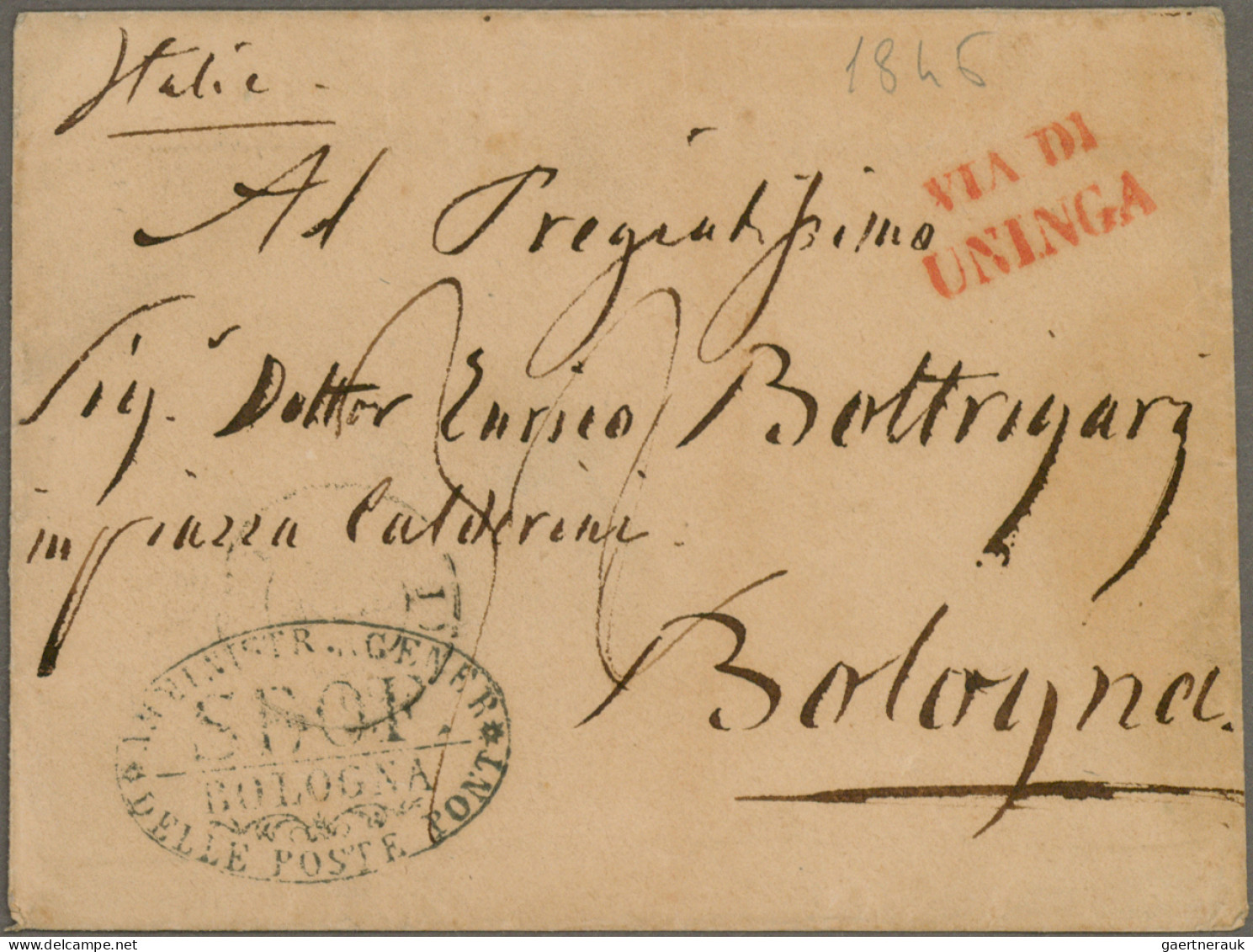 Italy -  Pre Adhesives  / Stampless Covers: 1840/1860, Over 30 Stampless Letters - 1. ...-1850 Prephilately