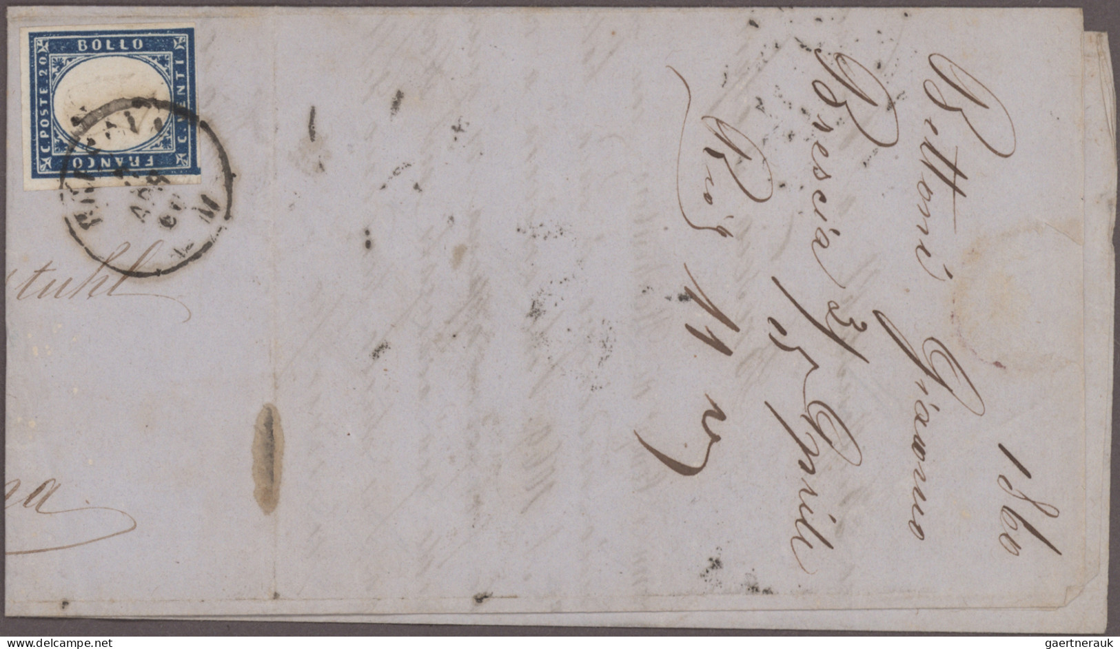 Italian States - Sardinia: 1860, April - September, 5 Folded Letters, All From B - Sardegna