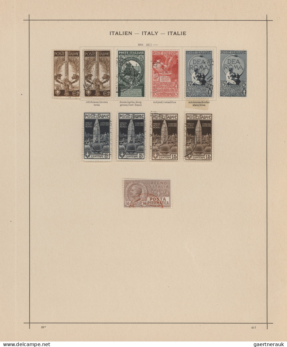 Italy: 1861/1911, Used And Mint Collection On Ancient Schaubek Album Pages, Comp - Colecciones