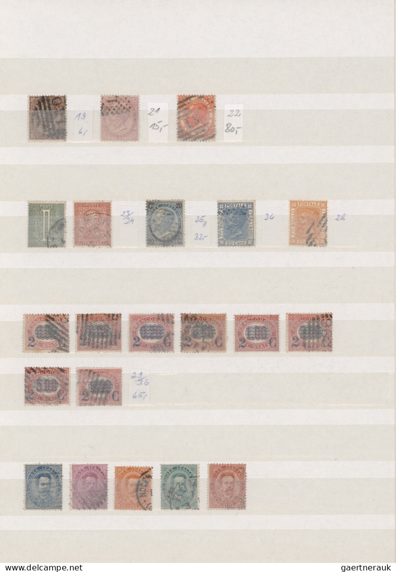 Italy: 1861/1921 Collection Of About 100 Used Stamps, Few Mint, Plus Two Sets Fr - Verzamelingen