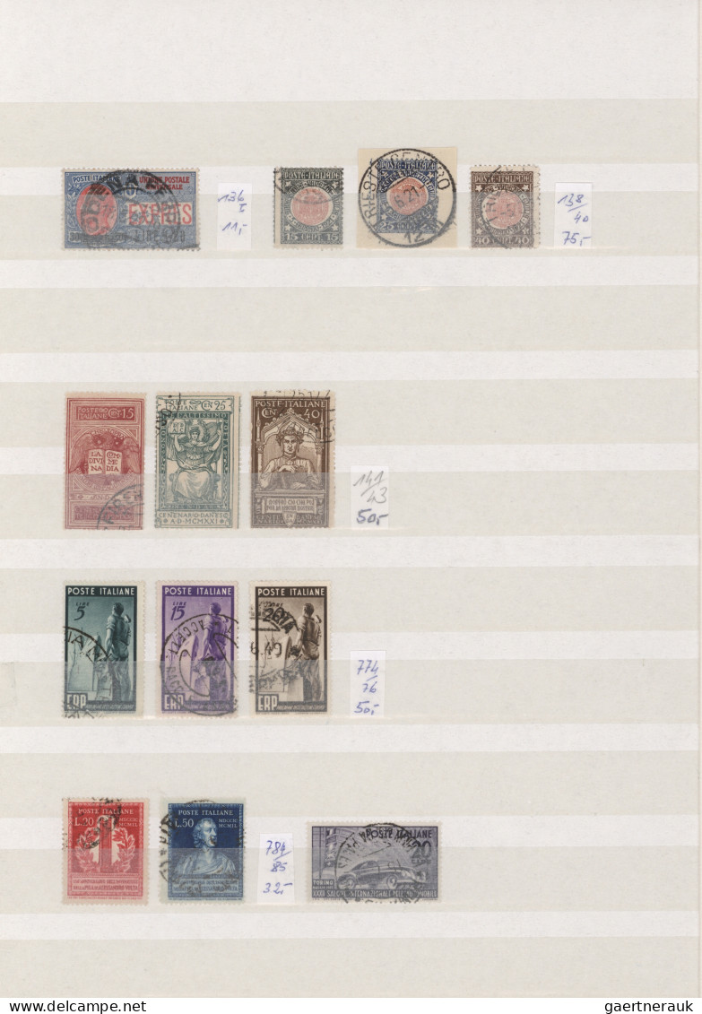 Italy: 1861/1921 Collection Of About 100 Used Stamps, Few Mint, Plus Two Sets Fr - Sammlungen