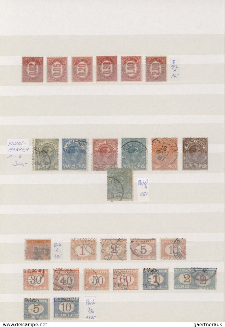 Italy: 1861/1921 Collection Of About 100 Used Stamps, Few Mint, Plus Two Sets Fr - Sammlungen