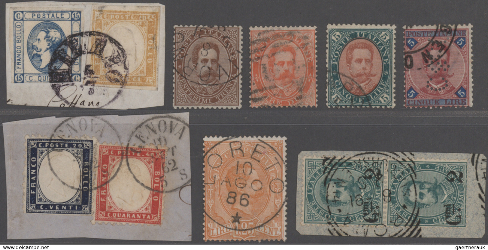 Italy: 1862/1897 Ca., Comprehensive Collection With Ca.200 Stamps And More Than - Sammlungen