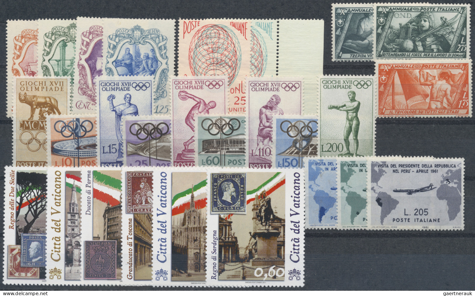 Italy: 1862/1985 (ca.), Lot Altitalienischer Staaten (dabei MiNr. 9 B Ohne Gummi - Verzamelingen