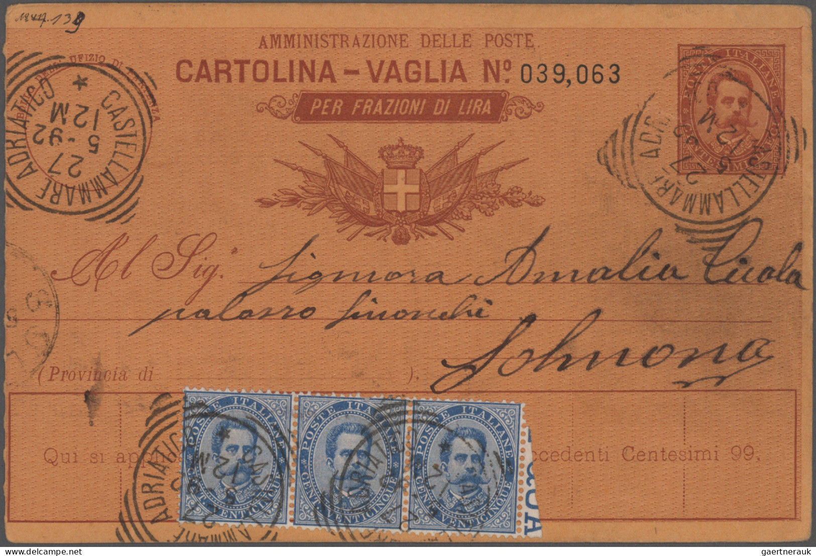 Italy: 1868/1958: Group Of 35 Covers, Postcards And Postal Stationery Items Incl - Verzamelingen