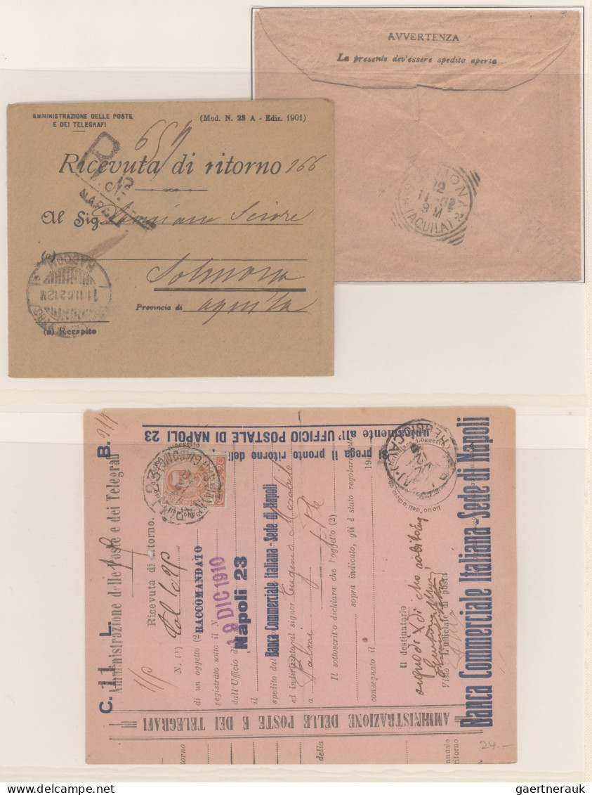 Italy: 1886/2000 (ca), "Ricivuta Di Ritorno" ("avis De Reception", Return Receip - Lotti E Collezioni