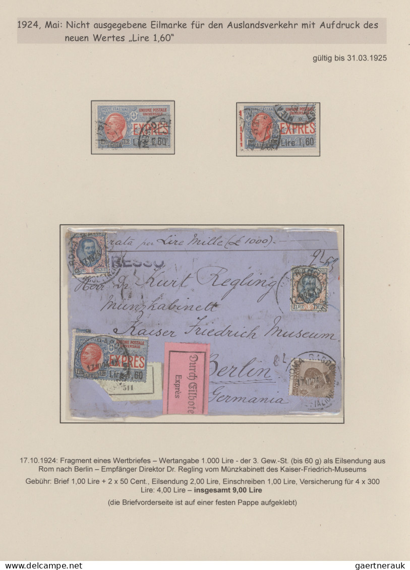 Italy: 1911/1980 (ca). "Express Mail" and "Pneumatic Mail", exhibit like collect