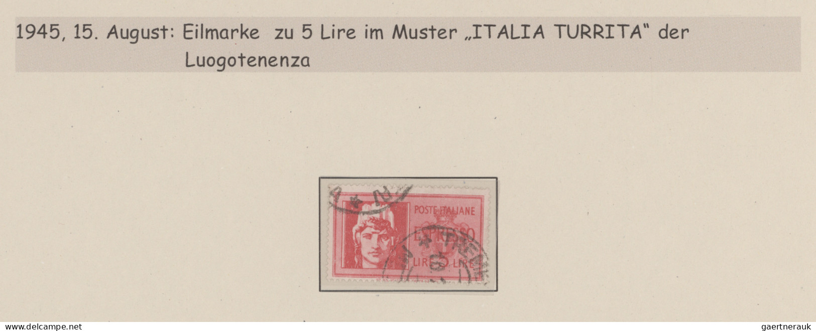 Italy: 1911/1980 (ca). "Express Mail" and "Pneumatic Mail", exhibit like collect