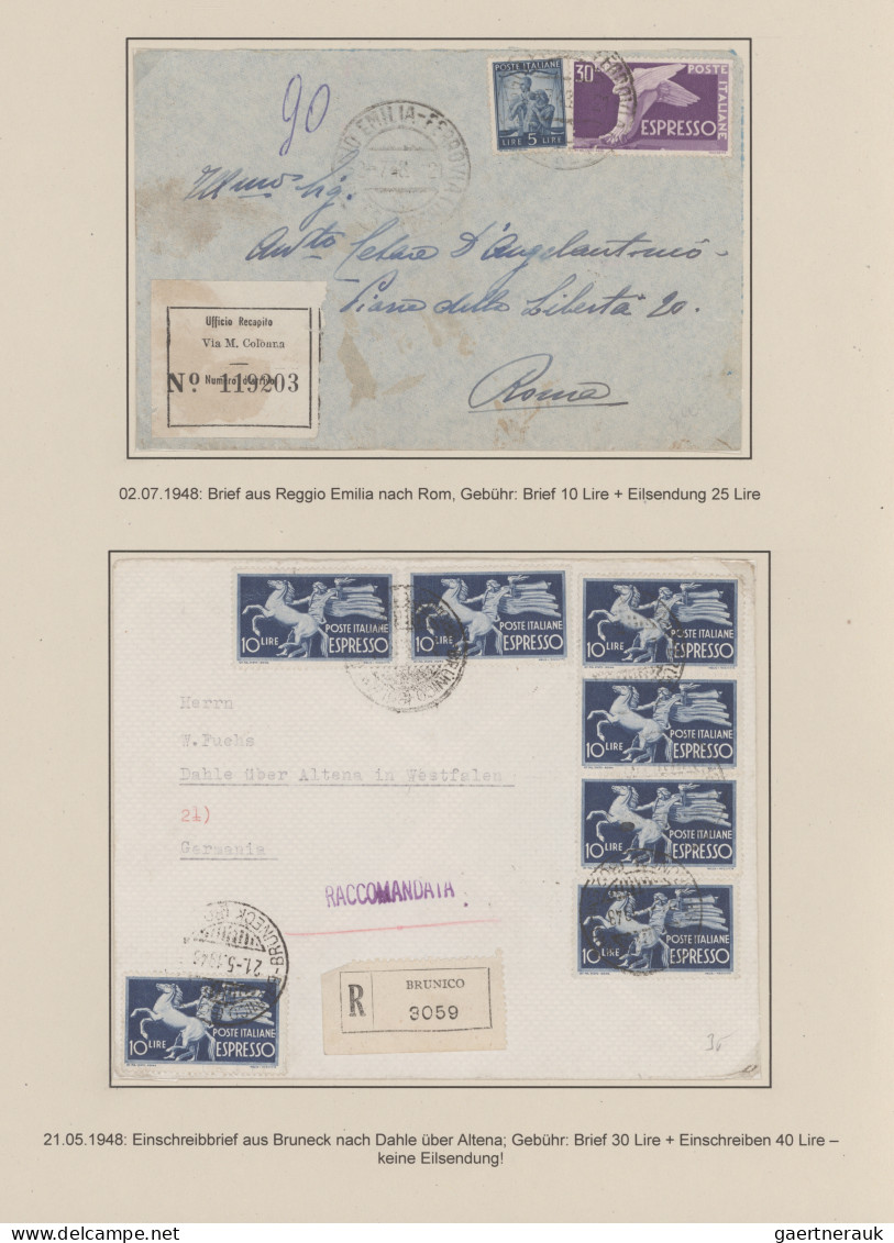 Italy: 1911/1980 (ca). "Express Mail" and "Pneumatic Mail", exhibit like collect