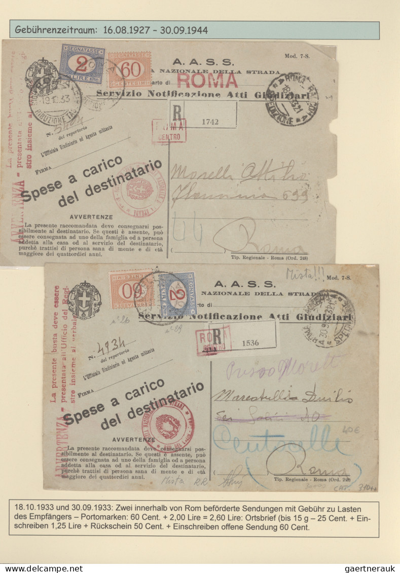 Italy: 1924/2000 (ca), "Servizio Notificazioni Atti Giudiscari", Over 150 Covers - Collections
