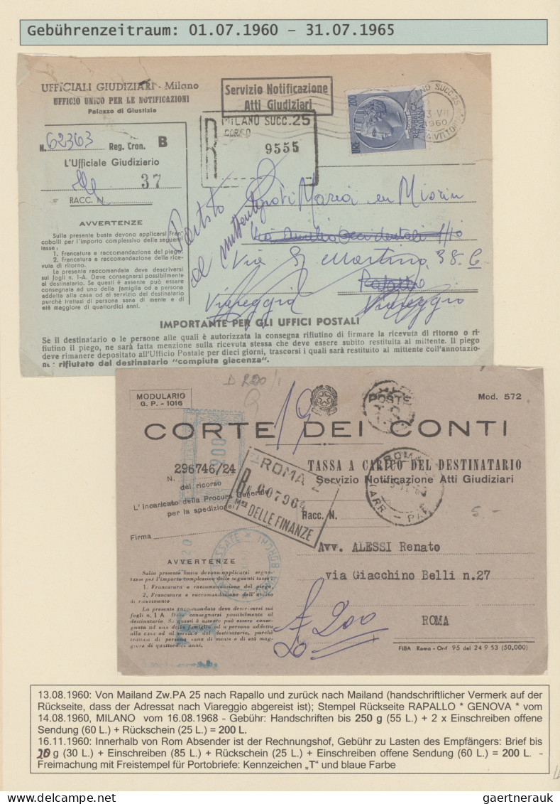 Italy: 1924/2000 (ca), "Servizio Notificazioni Atti Giudiscari", Over 150 Covers - Collections