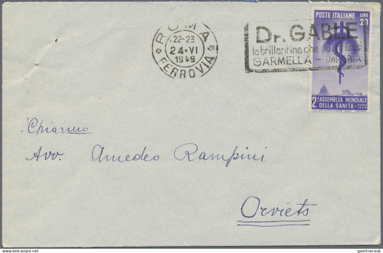 Italy: 1949/1952, Lot Of Eight Commercial Covers/cards Bearing Commemoratives: S - Collections