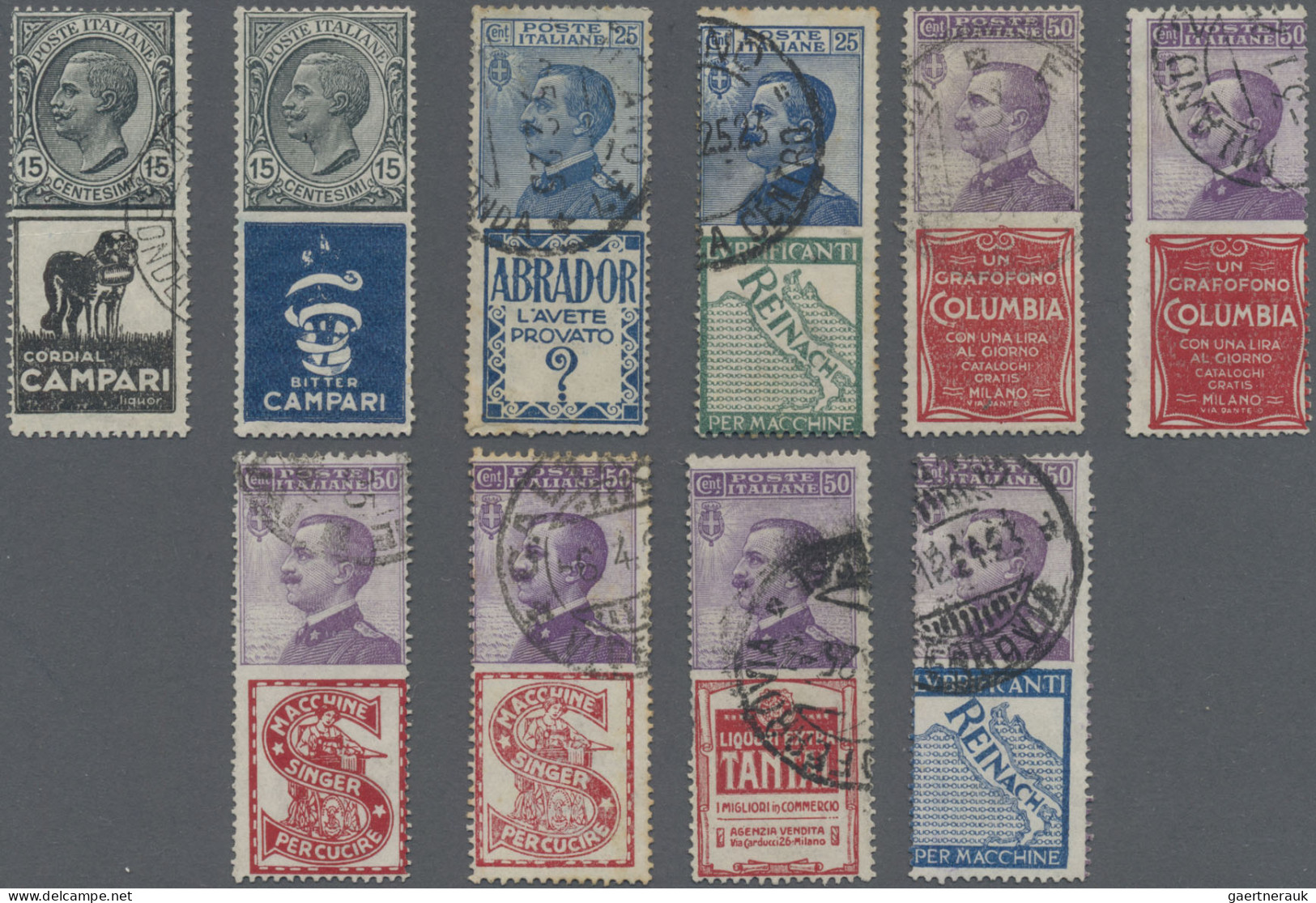 Italy - Se-tenants: 1924/1925, Used And Mint Collection Of 27 Advertisement Se-t - Sonstige