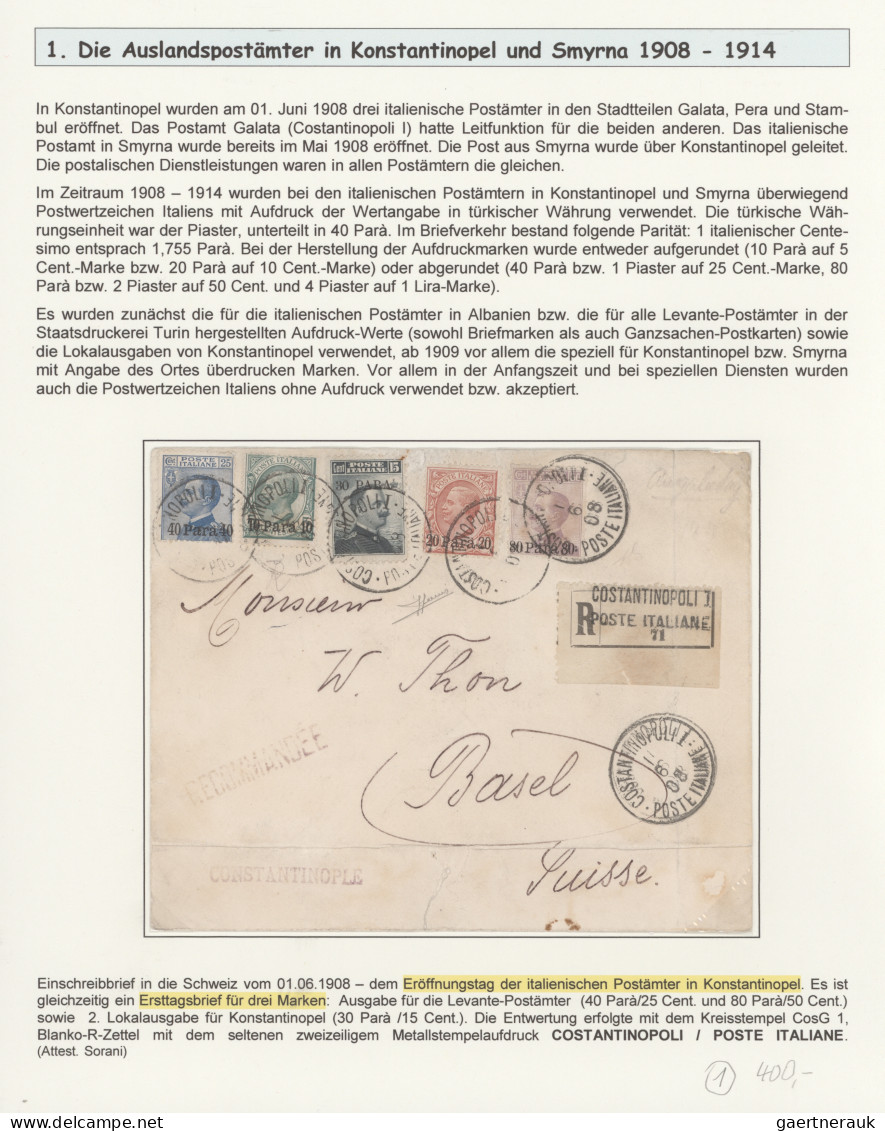 Italian PO In Turkey: 1908/1923: "The Italian Postoffices In Constantinople And - General Issues