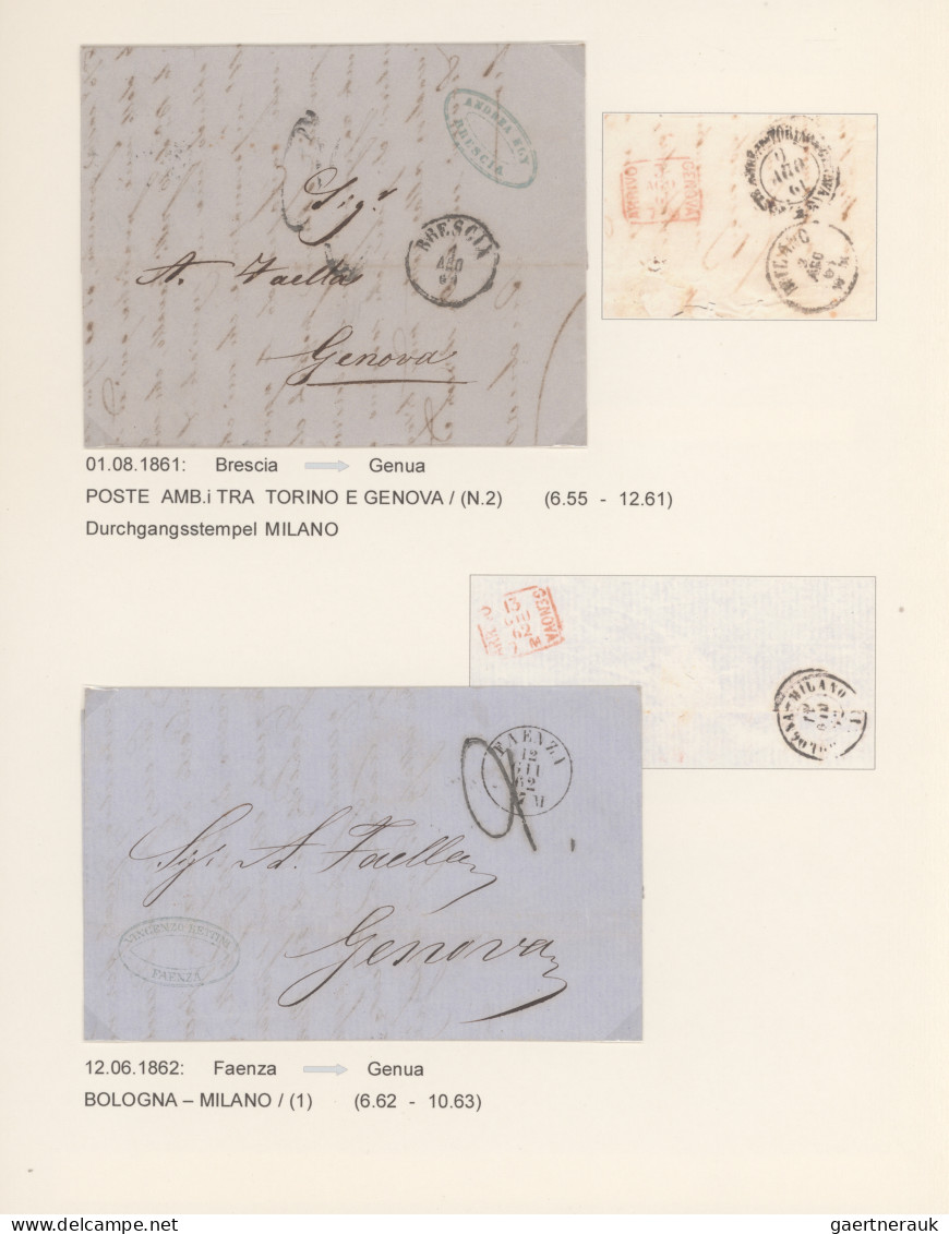 Italy - Post Marks: 1855/1862, Small Collection Of 10 Early Railway Traveling Po - Storia Postale