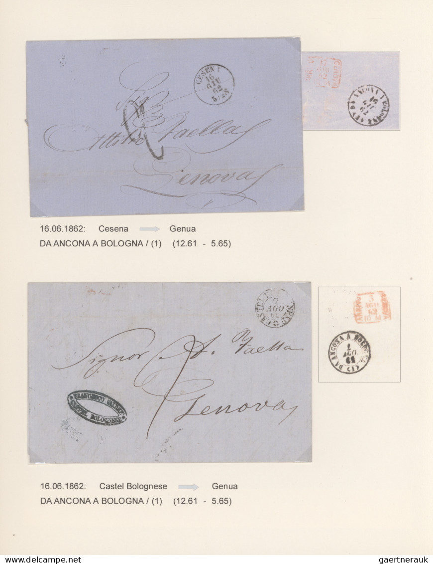 Italy - Post Marks: 1855/1862, Small Collection Of 10 Early Railway Traveling Po - Marcophilie