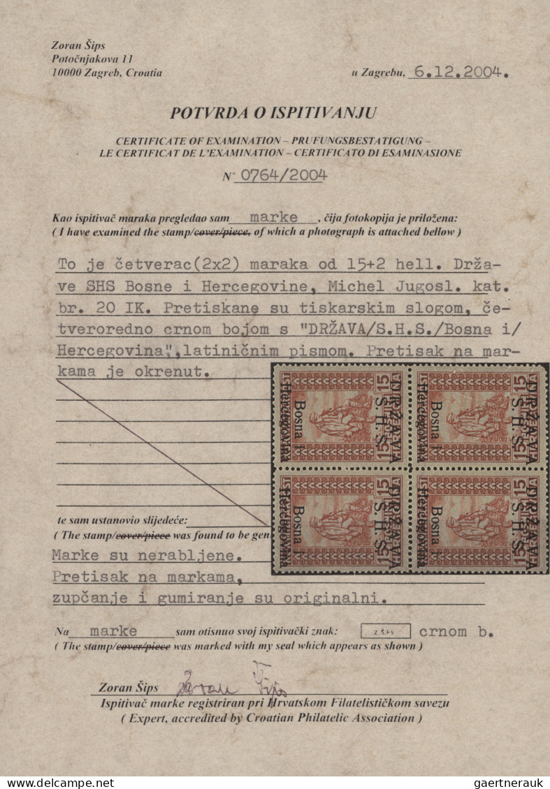 Yugoslavia: 1918, Issues Of Bosnia&Herzegovina/Invalid's Relief, Specialised Min - Nuovi