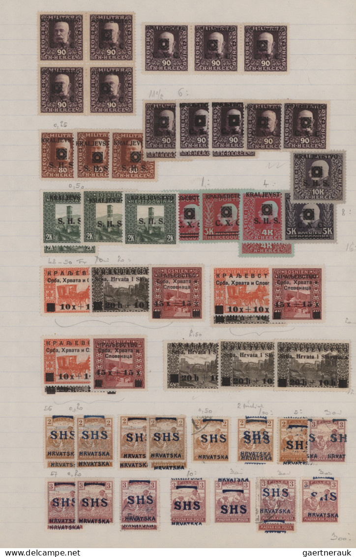 Yugoslavia: 1918/1919, Issues For Croatia, Mint And Used Assortment Of Apprx. 28 - Oblitérés