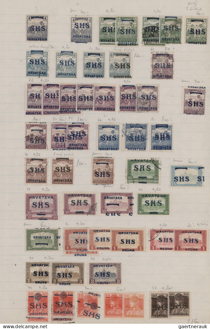 Yugoslavia: 1918/1919, Issues For Croatia, Mint And Used Assortment Of Apprx. 28 - Usados