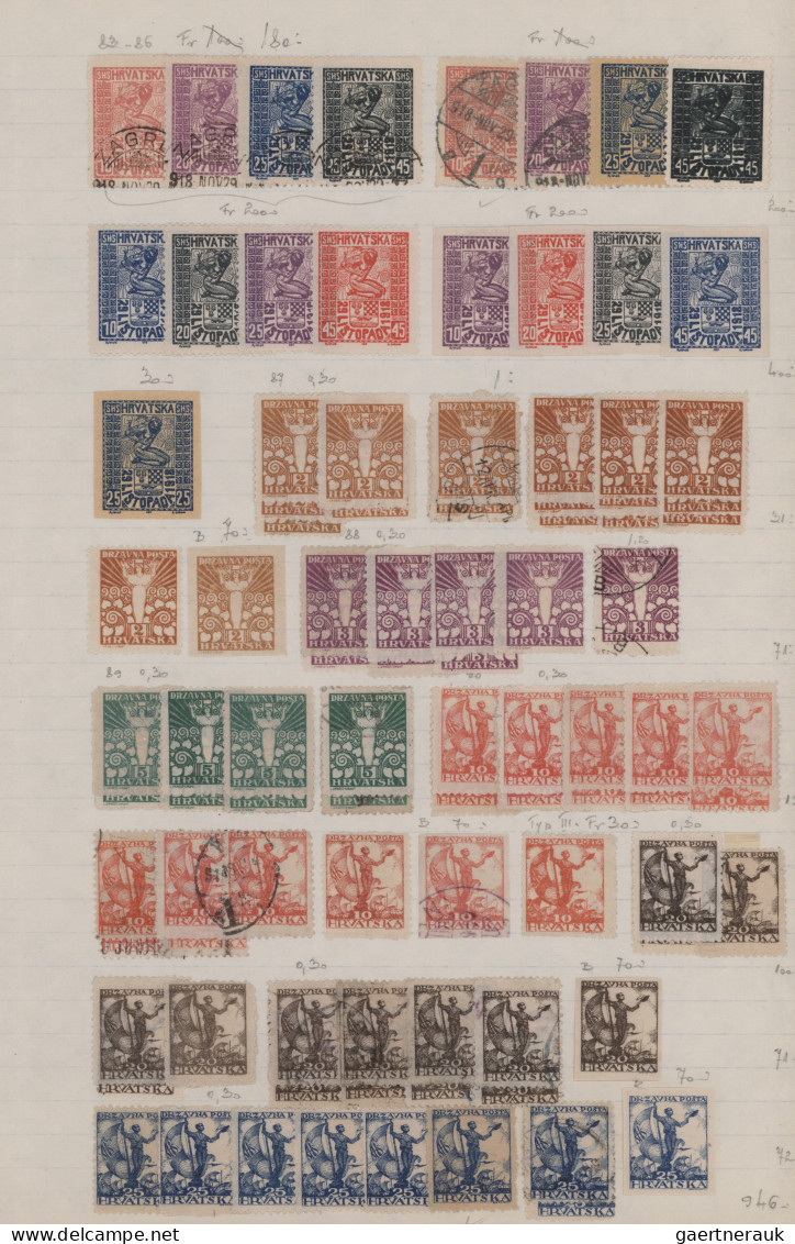 Yugoslavia: 1918/1919, Issues For Croatia, Mint And Used Assortment Of Apprx. 28 - Used Stamps