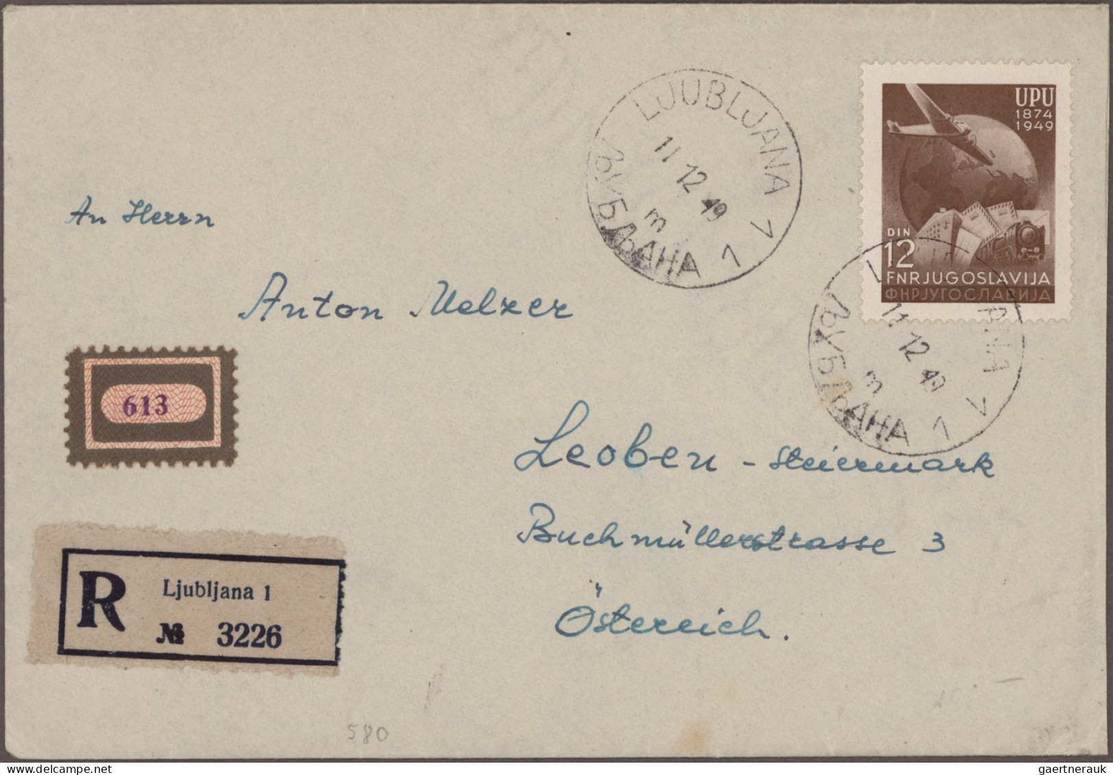 Yugoslavia: 1946/1959 12 Covers With Single Frankings Incl. 12 D UPU On Register - Storia Postale