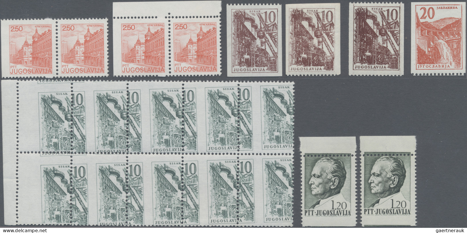 Yugoslavia: 1960/1980 Small Lot With Missing Or Shifted Perforations, E.g. 2 X O - Unused Stamps